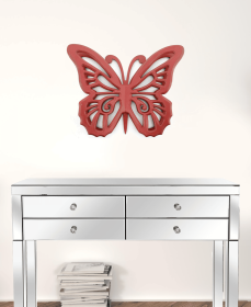 23" X 19" X 4" Red Rustic Butterfly Wooden  Wall Decor