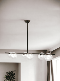 Black Kitchen Island Six Light Metal Ceiling Light