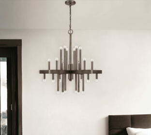 Brown Candle Style Multi Light Metal Dimmable Chandelier