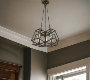 Bronze Lantern Five Light Metal Dimmable Chandelier