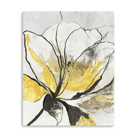 Modern Yellow And Black Flower Unframed Print Wall Art