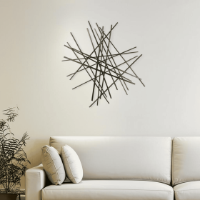 35" X 34" Black Metal Abstract Hanging Dimensional Sculpture