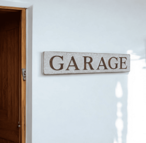 7" X 36" Gray and Brown Garage Galvanized Metal Wall Decor