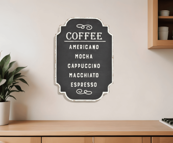22" X 16" Black and White Types Of Coffee Metal Wall Decor