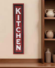 37" X 8" Red and White Kitchen Metal Wall Decor