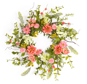 27" Pink and Green Spring Berry Artificial Wreath