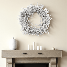 28" White Willow Dried Wreath