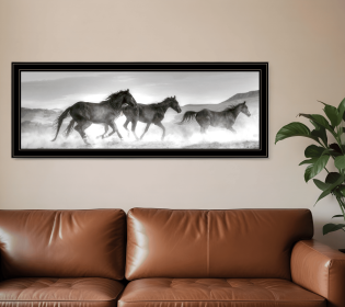 Horses Rolling By Black Framed Print Wall Art