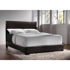 Queen size Dark Brown Faux Leather Upholstered Bed with Headboard