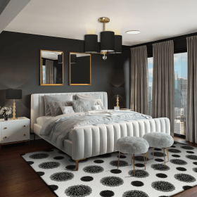 Newport 3 Arm Chandelier - Brass Finish (Color: Black Silk)