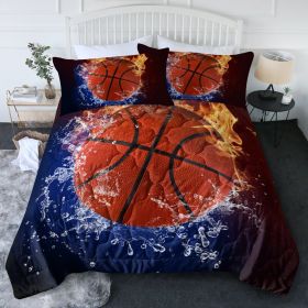 Sports Basketball Pattern Comforters Sets Twin Size 3PC Fire Water Bedding Sets For Boys Include 1 Comforter And 2 Pillowcases (Option: Twin-Multicolor)
